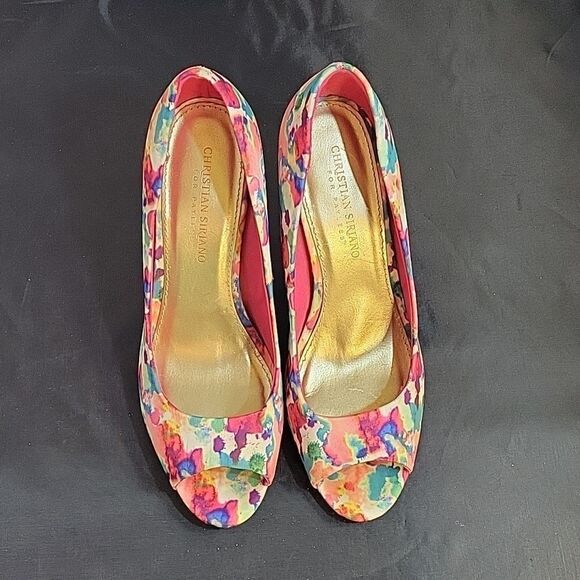 CHRISTIAN SIRIANO MULTI-COLOR PEEP TOE HEEL SANDAL - Picture 2 of 13